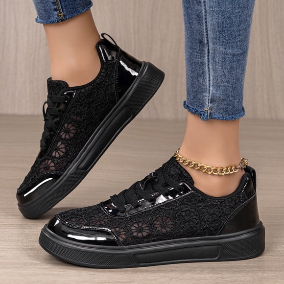 Commforr Womens Flats, Summer Shoes for Women, Womens Walking Shoes Non Slip Lightweight Breathable Slip-On Sneakers Workout Gym Running Shoes Athletic Fashion Casual Sneakers for Travel Work, Black
