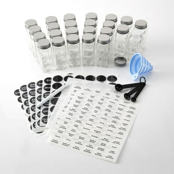 Farberware 24 Pièces - Ensemble de pots en verre vides de 4 oz avec accessoires lavage des mains