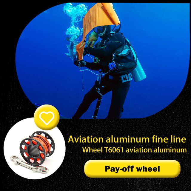 Keep Diving Spool Reel Portable Solid Color Polyester Rope Reels Freediving Fishing Underwater Accessories with Double End Hook Black 15m