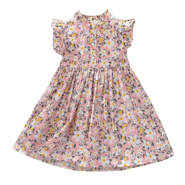 B91xZ Robe Décontractée en Coton pour Fillette, Printemps Été, Manches Longues, Col Ras du Cou, Robe en Tricot 2-9 Ans, Rose 5-6 Ans