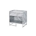 thumbnail image 1 of Acme Furniture Acme Furniture 97865 Table d'Appoint, Faux Marbre Imprimé Blanc et Fini Chrome, 1 of 2