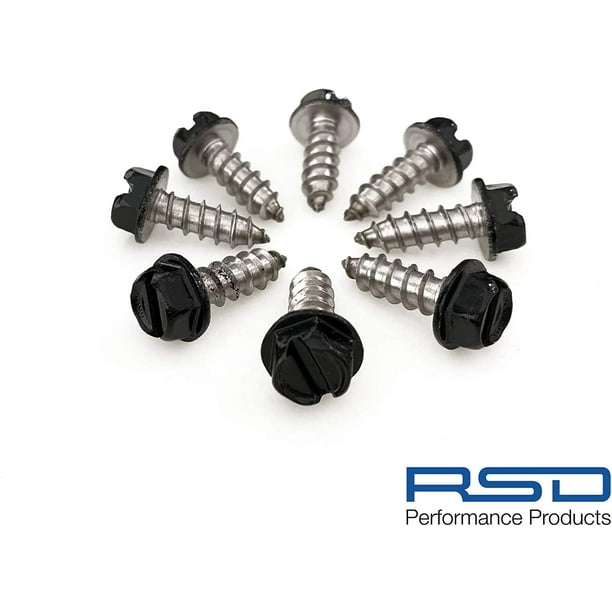 License Plate Screws (8) for Domestic Cars & Trucks Black Stainless