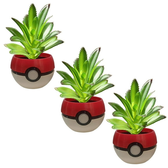 Maceta Decorativa Ballena 3D BallFlowy 3 Pzs 6.5x8.5x8.5cm Rojo Negro Blanco No incluye Planta.