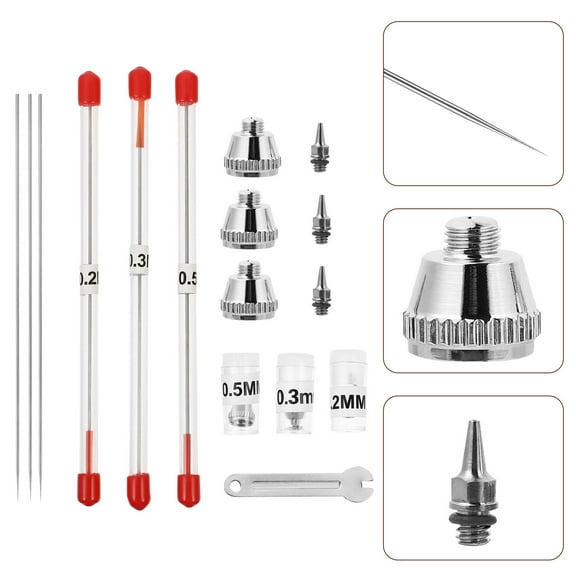Squalise 1 Set/10PCS Airbrush Needle and Nozzle Replacement Airbrush Repair Supply