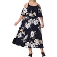 thumbnail image 3 of Vestido Maxi Casual de Playa con Cuello Cuadrado y Tirantes Ajustables para Mujeres de Talla Grande con Flores Agnes Orinda 3X Azul Marino, 3 of 5