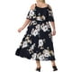 thumbnail image 3 of Vestido Maxi Casual de Playa con Cuello Cuadrado y Tirantes Ajustables para Mujeres de Talla Grande con Flores Agnes Orinda 3X Azul Marino, 3 of 5
