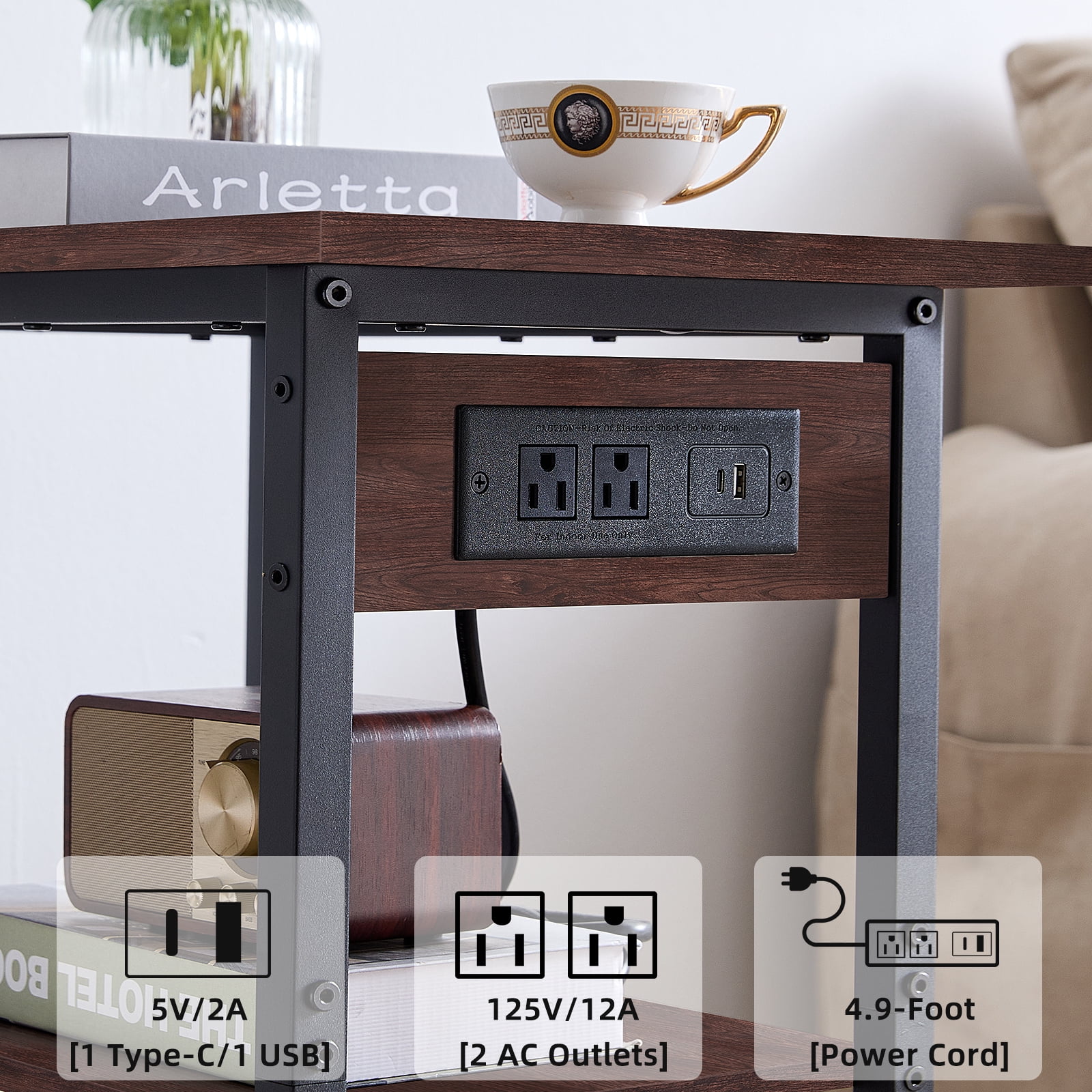 Leyaoyao 3 Tier Heavy Duty Printer Stand, Computer Tower Stand with Industrial Lockable Wheels, Large Mobile Table for Home Office Multi-Equipment Organization, Walnut