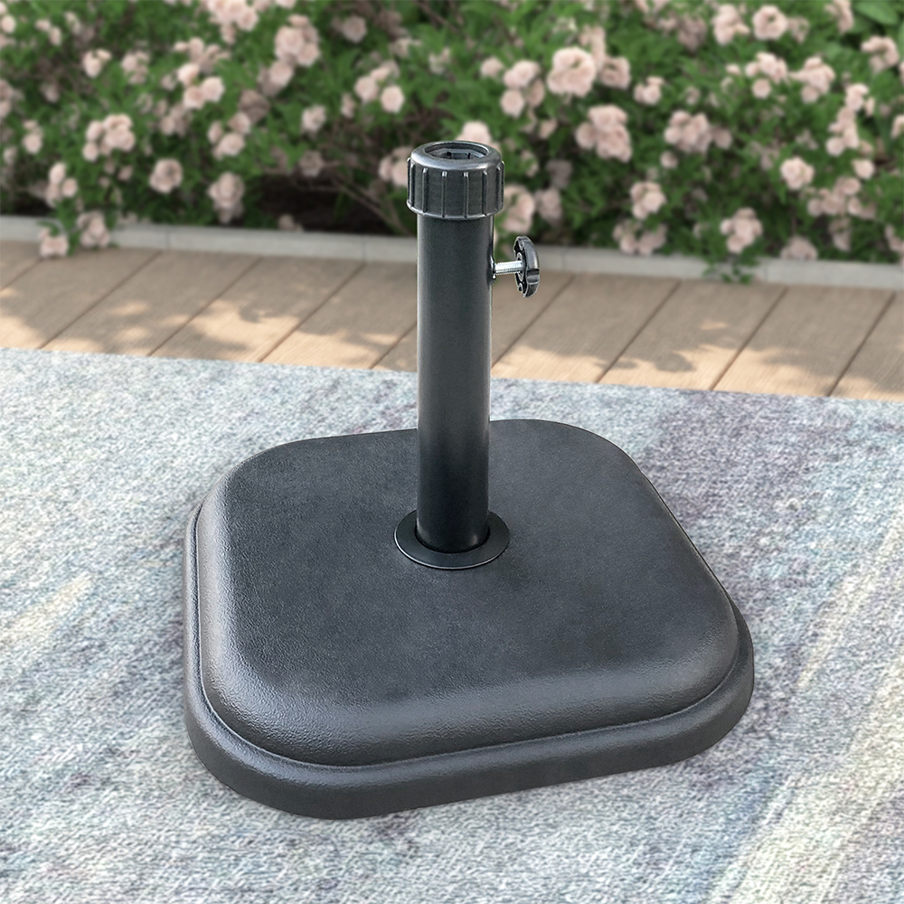Abble 24 lbs Black Square Steel and Resin Patio Umbrella Base