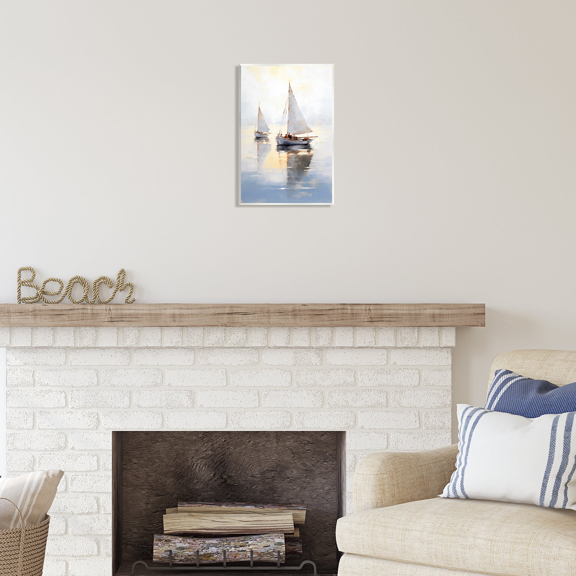 Stupell Industries Soft Sailboats Landscape Transportation Painting Unframed Art Print Wall Art, 10 x 15
