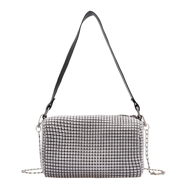 Bolso bandolera con diamantes de imitación para mujer, bolso de mano para fiesta con cadena (blanco) Likrtyny Para estrenar