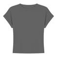 thumbnail image 3 of Trendfront Womens Short Sleeve Crewneck T Shirts Plain Solid Color Basic Tee Minimalist Slim Fit Sleeve Summer Casual Layering Tops, 3 of 3