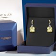 thumbnail image 5 of Gem Stone King 925 Silver and 10K Yellow Gold Yellow Lemon Quartz and White Moissanite Earrings for Women | 13.86 Cttw | Gemstone | Cushion Checkerboard 12MM, 5 of 6