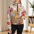 thumbnail image 7 of Chaqlin Hippies Bubble Tea Capybara Half Zip Sweatshirt for Teen Girls with Pocket Lightweight Comfy Casual Pullover for School Gym Vacation Size 5-6, 7 of 7