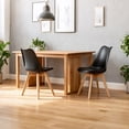 thumbnail image 3 of Dining Chairs Set of 4, Modern Kitchen Chairs, Upholstered Dining Room Seats with Sturdy Wooden Legs, High-Density Sponge Cushion and PU Leather for Restaurant Hotel, Black, 3 of 11