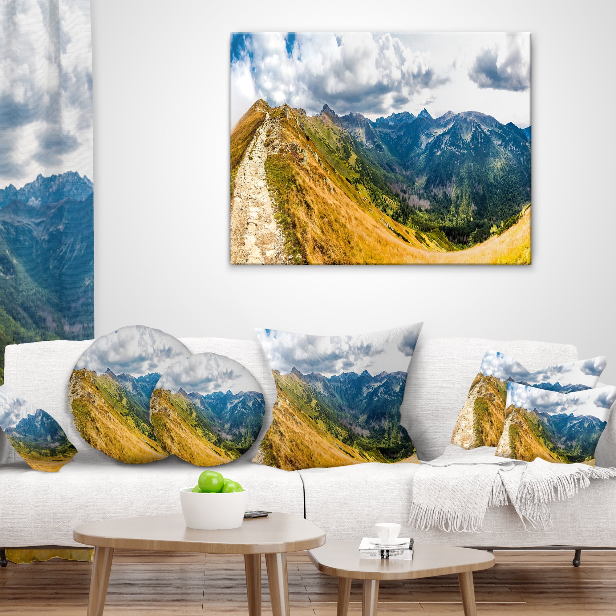 Designart Low Tatras Hike Panorama - Landscape Printed Throw Pillow - 16x16