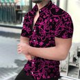 thumbnail image 4 of Camisa de manga corta con cuello en V para hombre, con estampado de Halloween, informal, con estampado de blusa Pompotops  oipoqjl45925, 4 of 7
