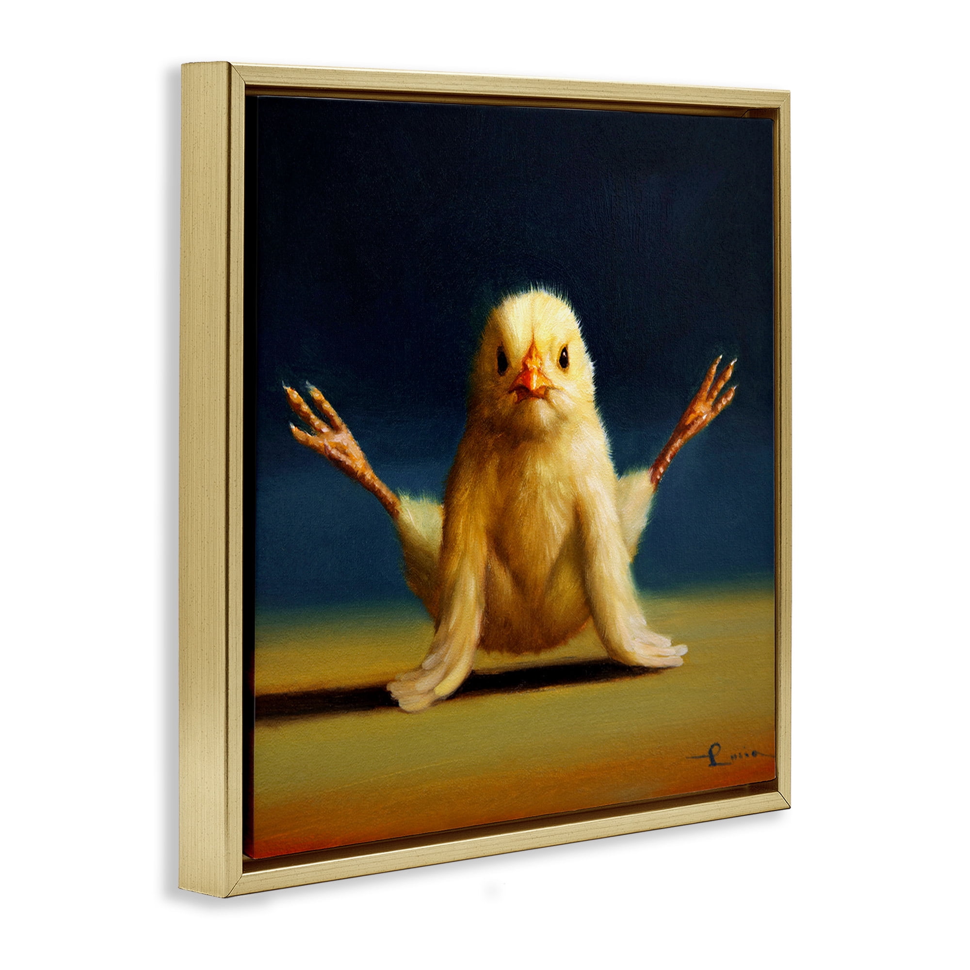 Stupell Industries Yoga Chicks Exercise Pose Animals & Insects Painting Gold Floater Framed Canvas Art Print Wall Art, 25 x 25