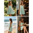 thumbnail image 6 of Yteetum Summer Dresses for Women Sleeveless Spaghetti Strap Button Crewneck Camisole Dresses Sundress Casual Solid Round Neck Loose Lightweight Comfy Beach Cover Up Dress, 6 of 7