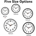 thumbnail image 4 of Wall Clock Silent Non-Ticking Modern Clock Battery Operated 8 Inch Small Classic Analog Decorative for Kitchen, Living Room, Office, Bedroom, Bathroom (Black), 4 of 6