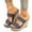 Bule, variant on Denim Slip On Wedge Sandals for Women Platform Slip On Open Toe Mules Double Strap Summer Slippers Backless High Heels Slide Sandals