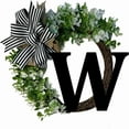 thumbnail image 1 of HAOAN Monogram Initial Letter Wreaths for Front Door with Striped Linen Bow & Grapevine Base Farmhouse Rustic Door Decor Spring Summer Green Wreath for Indoor Outdoor Home Xmas Decor, 1 of 6