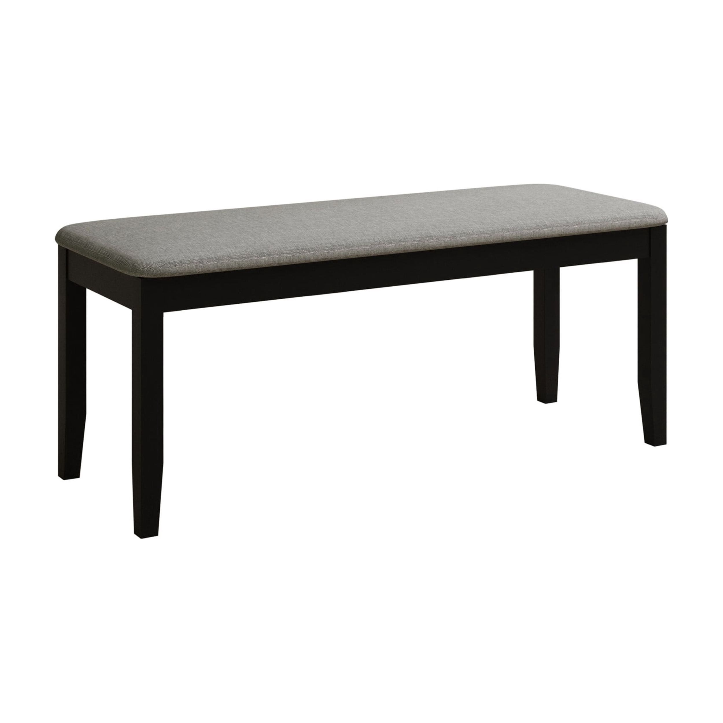 Home Design Ouray Dining Bench, Black - Upholstered Seat, Wood Grain Embossed, Sturdy Construction