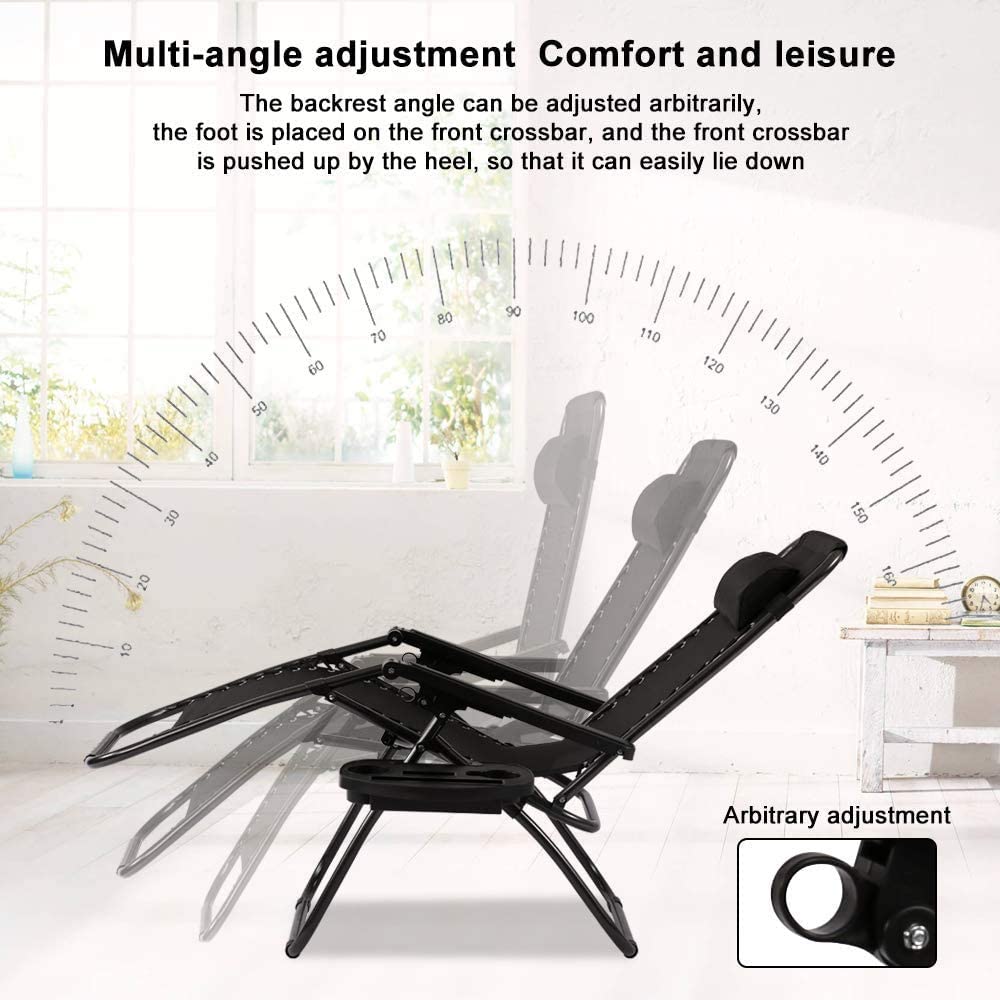 SKONYON 2 Pack Plastic Zero-Gravity Chair - Black - image 4 of 8