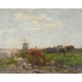 thumbnail image 2 of Willem Maris 18x15 Black Ornate Wood Framed Double Matted Museum Art Print Titled - Cattle Grazing at the Water's Edge (C.1880-90), 2 of 5