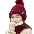 thumbnail image 1 of Bonnet Tricoté Hiver Chaud pour Femmes avec Pompon et Foulard, 1 of 4
