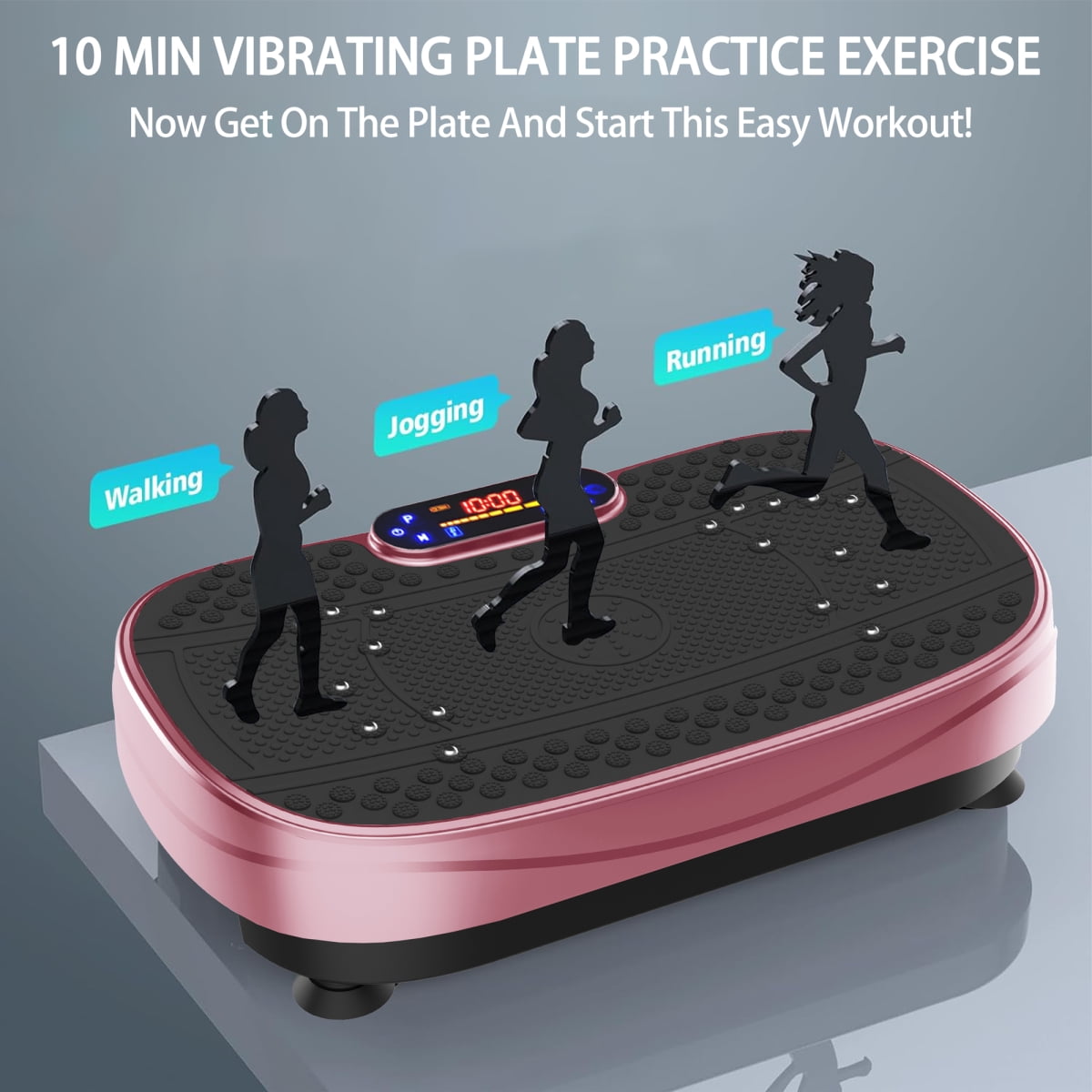 ZHICHUN Vibration Plate Fitness Platform Exercise Machine, Adjustable Speed Whole Body Workout Vibration Trainer for Home Gym, Rose Red