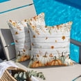 thumbnail image 2 of Throw Pillow Covers, Orange Green Pumpkins Fall 24x24 Pillow Covers for Couch/Sofa/Bed, Thanksgiving Maple Leaf Wooden Decorative Square Linen Cushion Pillowcase for Home Decor, 2 of 9