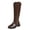 Brown, variant on Xfvqtps Knee High Boots for Women Zipper Back Round Toe Block Low Heel Faux Leather Tall Boots