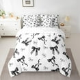 thumbnail image 2 of Homewish Black Bowknot Bowtie Bedding Comforter Set 7pcs for Girls, Princess Bow Knot Queen Bedding Sets, Black White Queen Sheet Sets, Ultra Soft Home Decor, 2 of 8