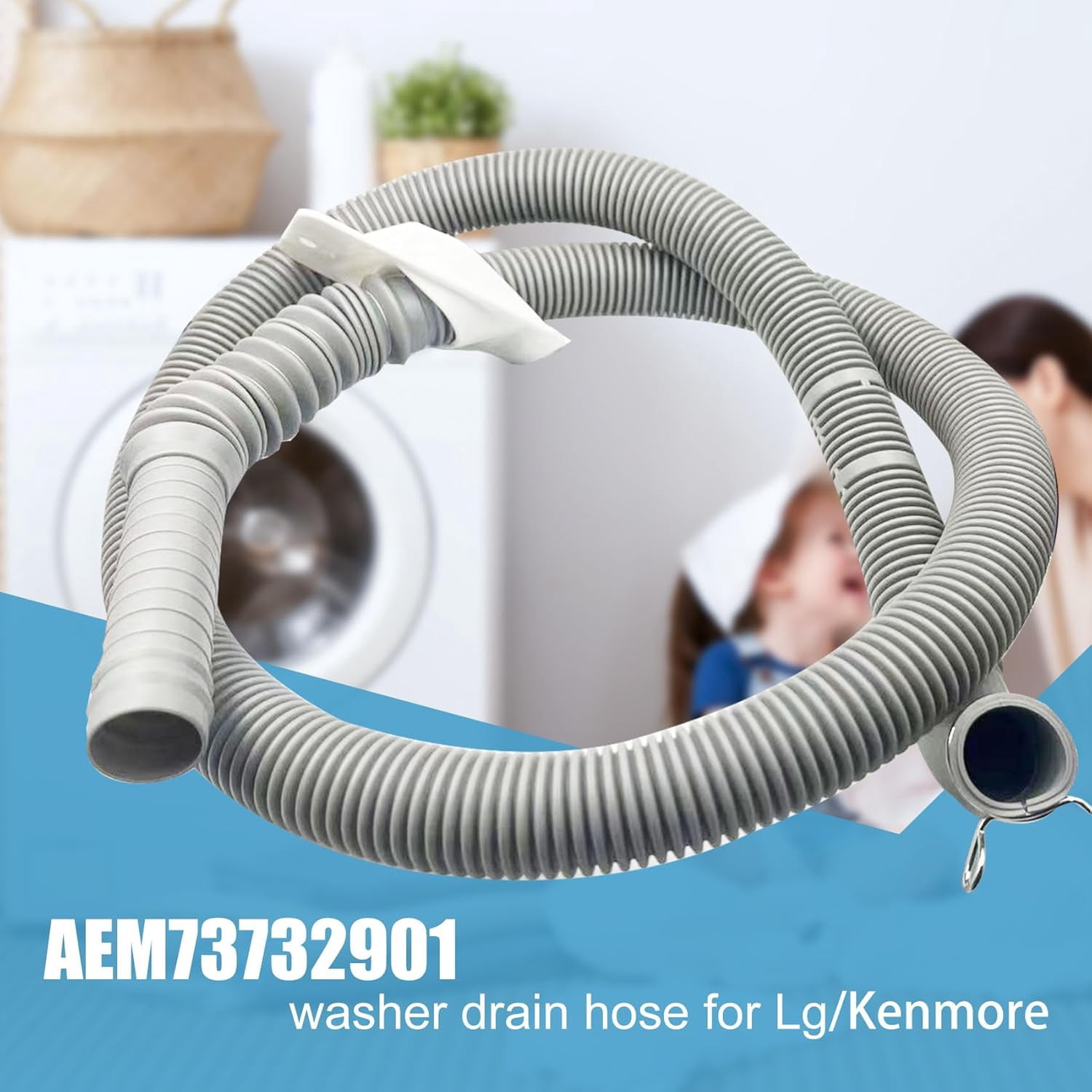 AEM73732901 Washer Drain Hose for LG Kenmore, Washing Machine Drain Hose Replacement, Replaces Parts Number AEM73732901 AEM74053001 MEGJ62685201 2702257 PS8749199 PS8749199