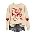 thumbnail image 1 of RKSTN Chandail de la Saint-Valentin pour Femmes avec Cœur Imprimé, Chandail Uni à Col Rond, Manches Longues, Coupe Ample, 1 of 6