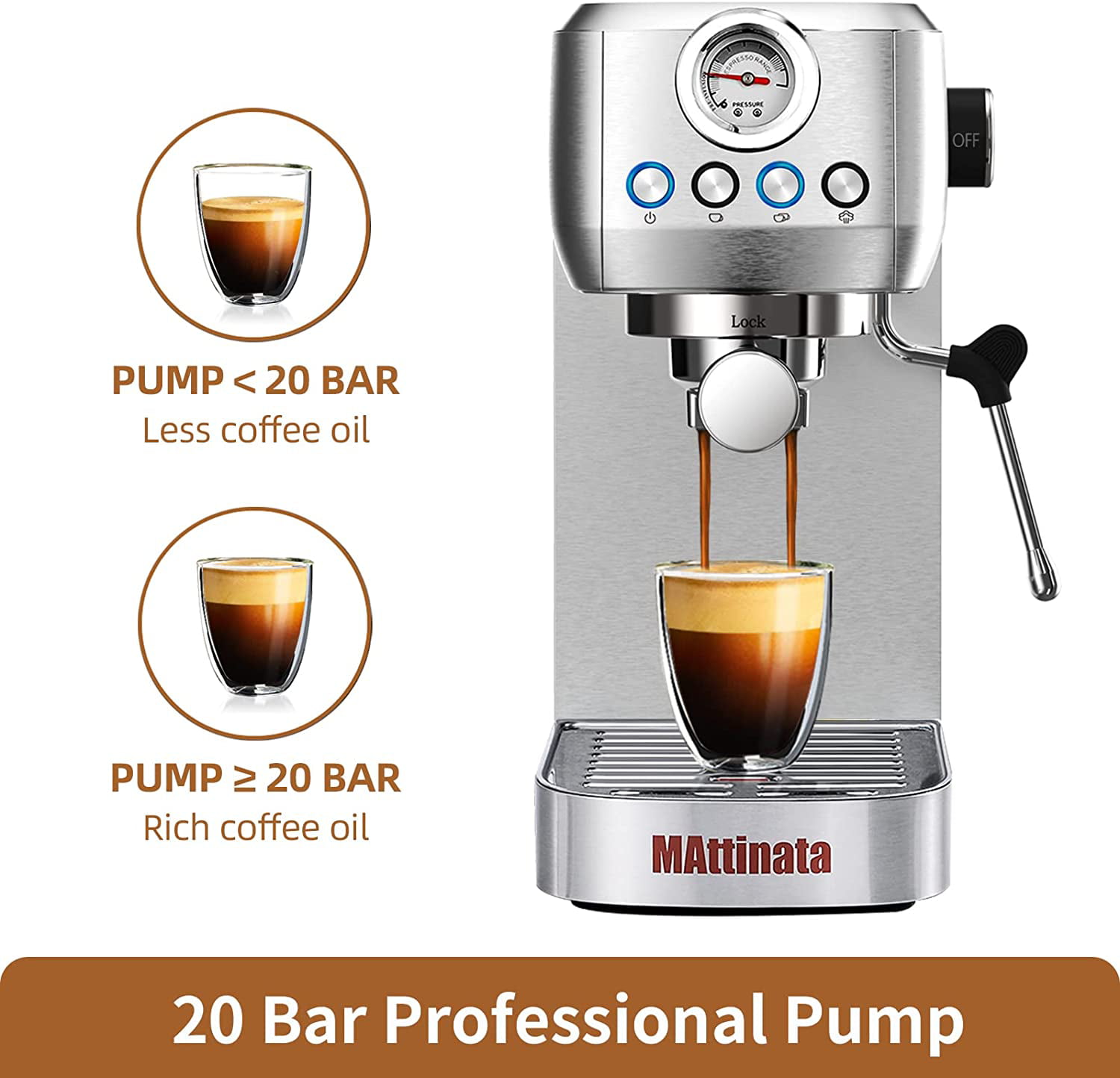 MAttinata Espresso Machine, 20 Bar Espresso Maker with