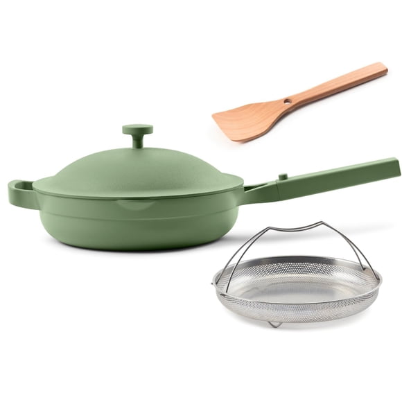 Sartén Our Place Always Pan de 2.0-10.5” (2.6 qt) antiadherente y libre de toxinas | Sartén de aluminio 10 en 1 patentada | Apta para horno, inducción y todo tipo de cocinas hasta 450 °F | Color salvi