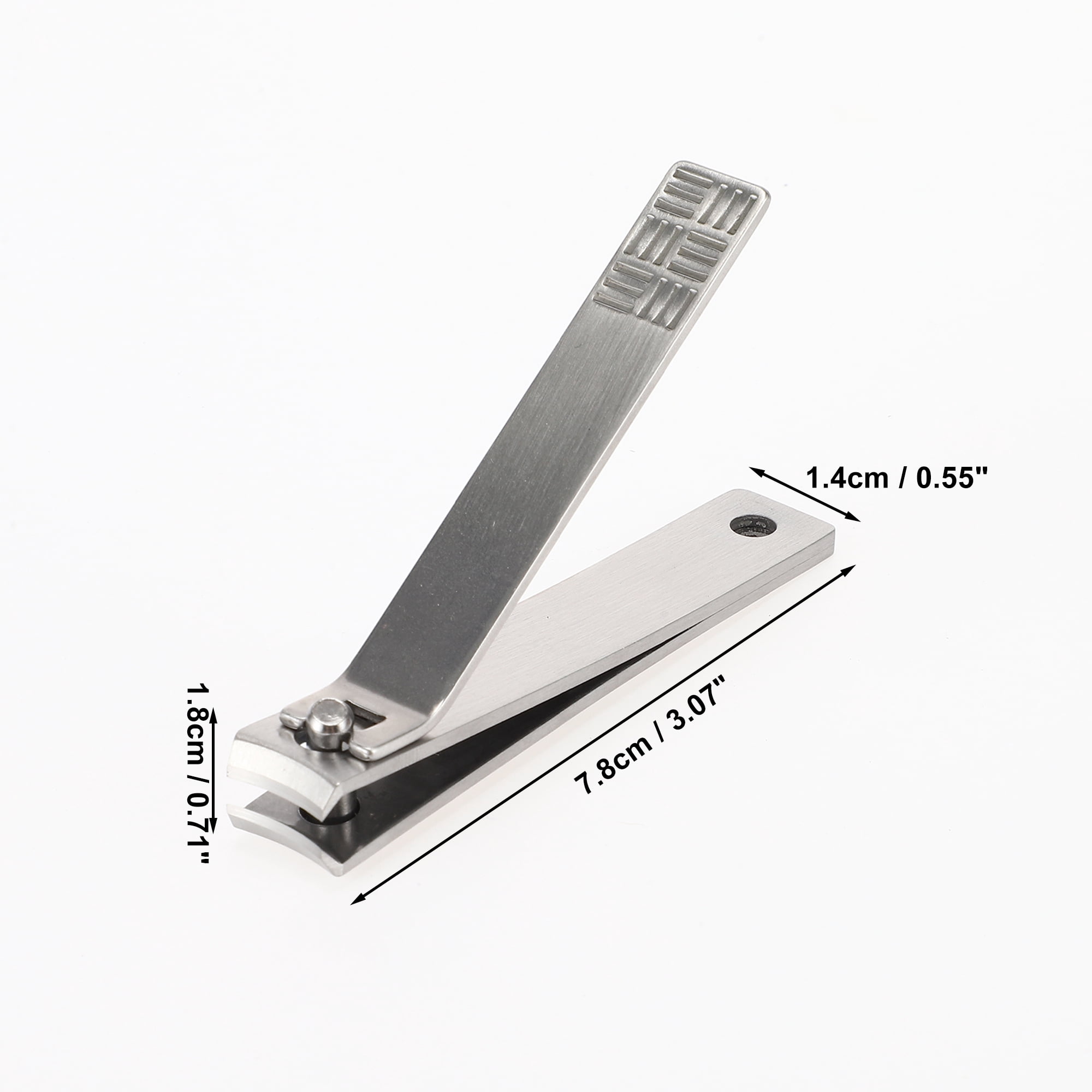 Unique Bargains Portable Anti-slip Pattern Large Curved Nail Clippers Silver Tone