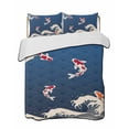 thumbnail image 2 of Coastal Wave Full Size Down Alternative Comforter, Lightweight Comforter Quilt Bedding Set with Pillow Shams Japanese Style Ocean Fish Blue All Seasons Bed Comforter Duvet Insert 78"x90", 2 of 7