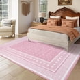 thumbnail image 3 of Nanan 8'x10' Modern Bordered Area Rug Geometric Carpet, Washable Stain-Resistant Non-Slip Rug for Living Room Bedroom Home Office, Pink, 3 of 10