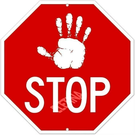 Stop With Symbol Metal Tin Sign for Home Outdoor Yard 12 x 12 Inch Octagon Shaped Aluminum Signs,Weather/Fade Resistant