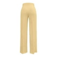 thumbnail image 4 of Telankuip Womens High Waist Wide Leg Dress Work Pants Loose Fit Straight Office Long Pants Lightweight Comfy Business Casual Solid Color Baggy Trousers with Pockets Yellow XL, 4 of 5
