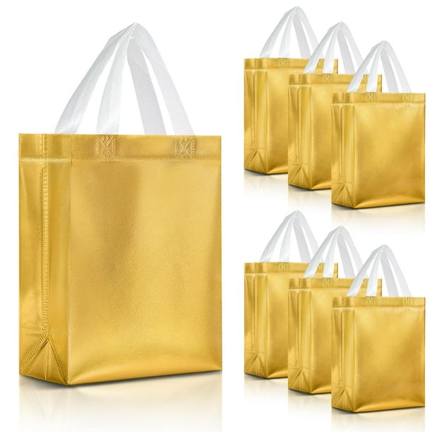 Set de 30 bolsas de regalo Nush Nush, reutilizables, color dorado, 20 x 10 x 25 cm