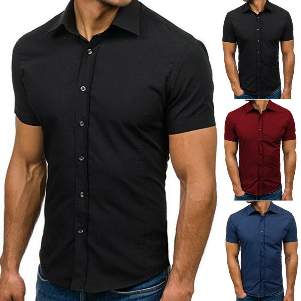 mens casual short sleeve button down