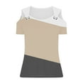 thumbnail image 4 of cocolona Womens Summer V Neck Short Sleeve Tops Trendy Cold Shoulder T-shirts Casual Loose Color Block Blouse, 4 of 6