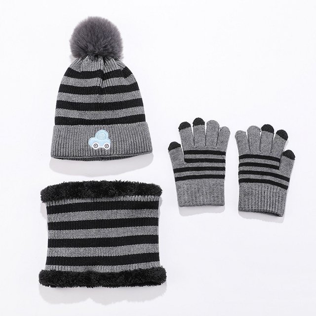 Gorros de punto para niños de otoño e invierno, bufandas, guantes, gorros con copos de nieve, gorros con estampado de coches de dibujos animados, para mantenerse abrigados