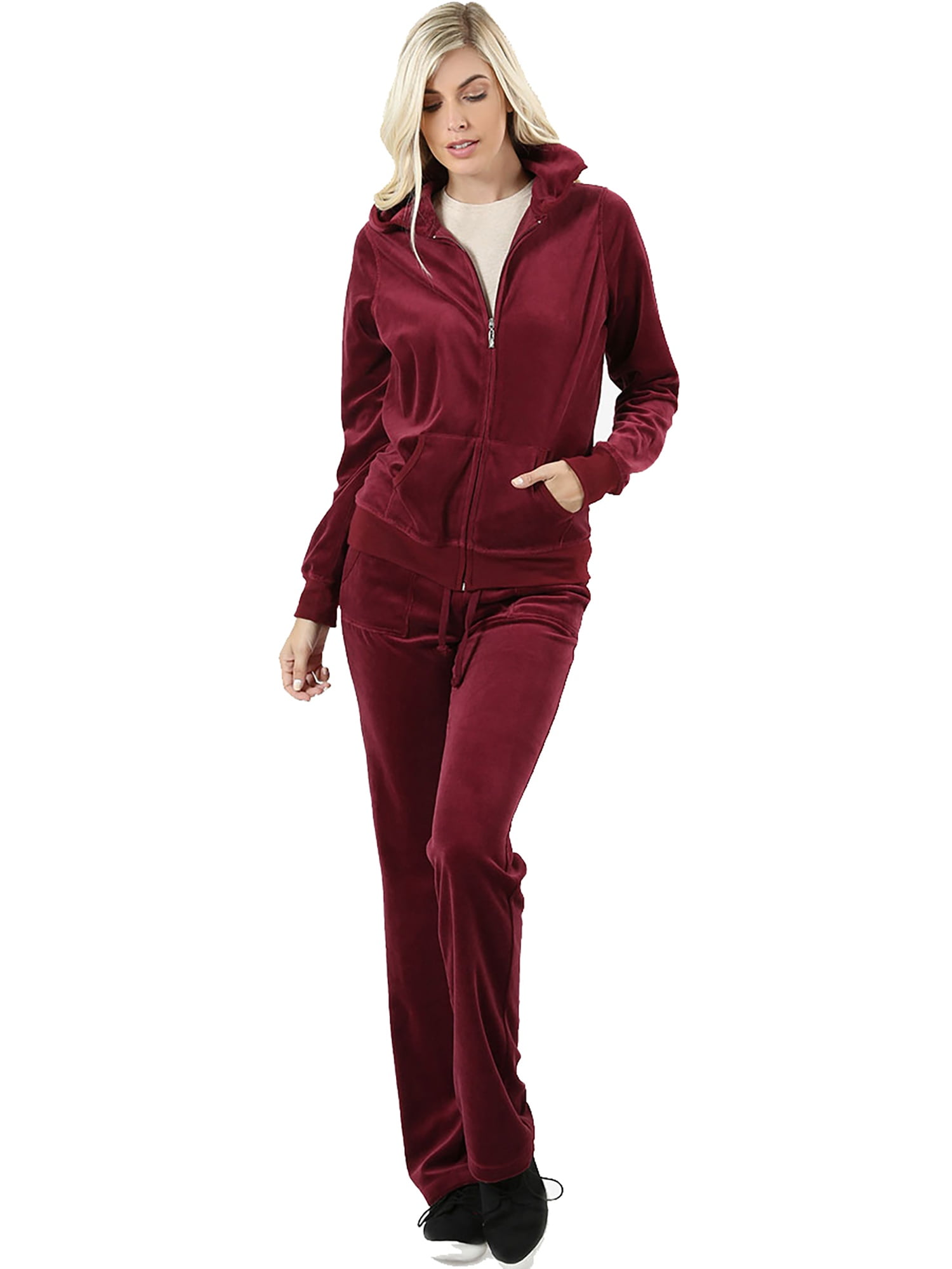 burgundy velour sweatsuit