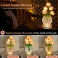 thumbnail image 3 of Tulip Flower Lamps, 3 Colors Touch Stepless Dimming Crystal Night Light, Rechargeable Artificial Flower Light, LED Flower with Vase Lamp Romantic Decor for Date Party Home, 3 of 7