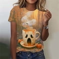 thumbnail image 3 of Ichuanyi Halloween Printed Shirts for Women Funny Graphic Round Neck Short Sleeved T-Shirts Novelty Horror Tee Casual Athletic Tops, 3 of 7