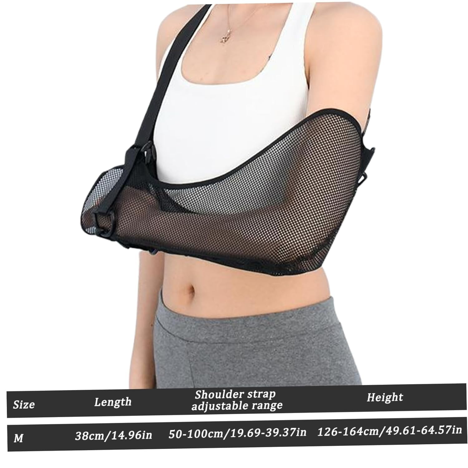 Hemvt Adjustable Shoulder Immobilizer Brace, Breathable Mesh Arm Sling for Rotator Cuff, Post-Surgery Support, Comfortable Elbow & Arm Brace for Men Women, Convenient & Durable